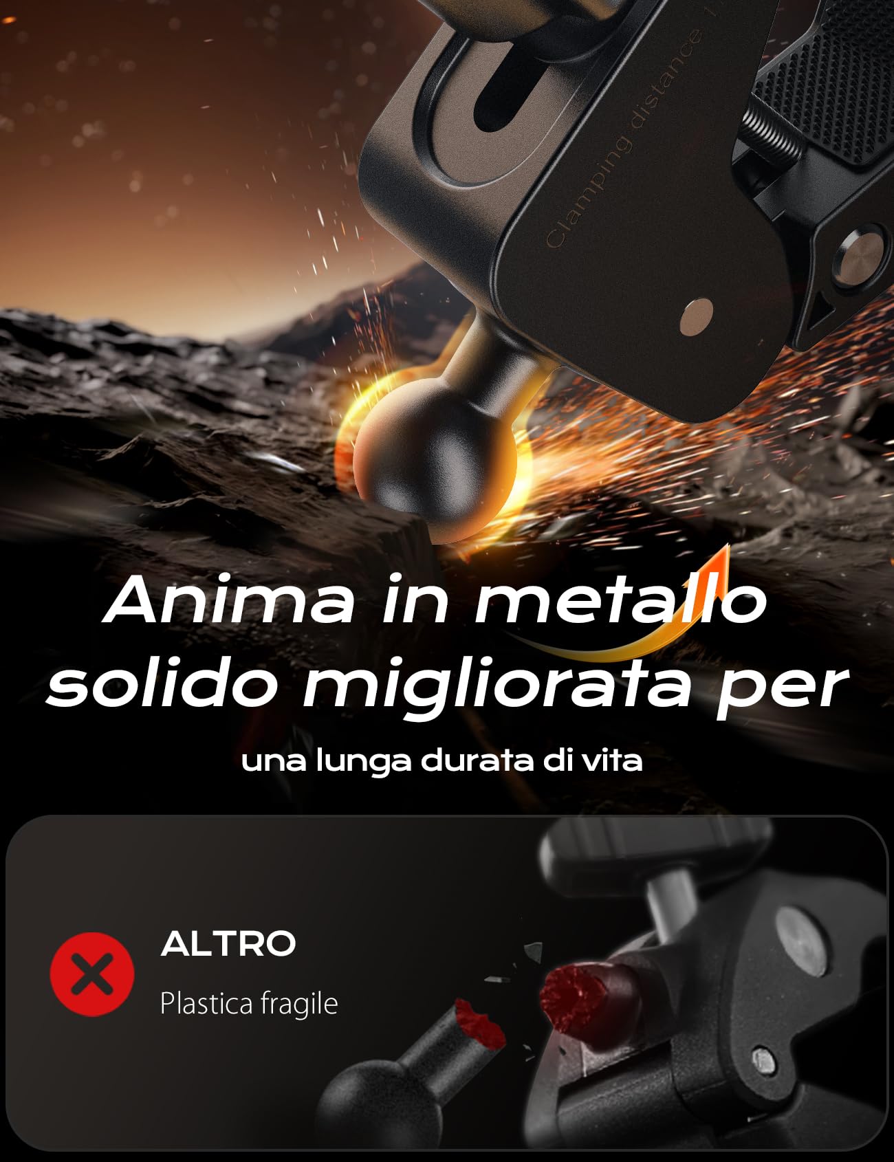 Porta Cellulare Moto, Porta Telefono Bici [Doppio Antivibrazione + Giunto Sferico in Metallo]-360°Drehbar per iPhone 16 Pro/Samsung S24 Ultra /Xiaomi 15 (4,7-7,2''Smartphone Supporto Telefono Moto)