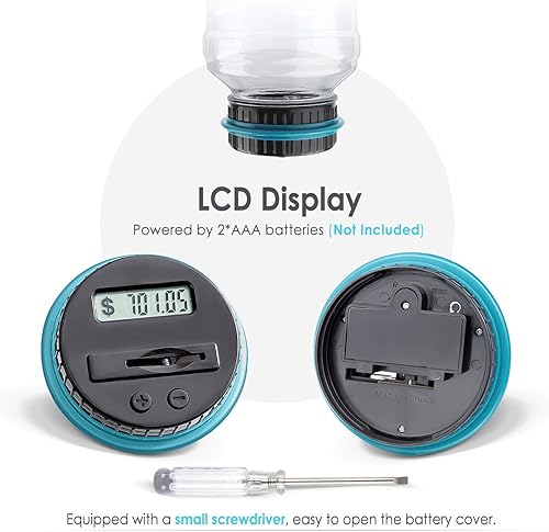 Vista 35 de Vcertcpl - Alcancía grande para niños y adultos, banco digital con contador de monedas LCD, capacidad de 1.8 L, tarro de dinero para adultos