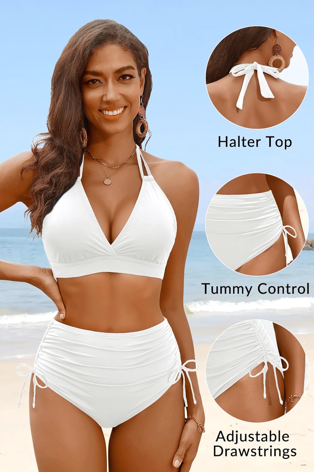 Women High Waisted Bikini Set - Two Piece Swimsuit Tummy Control Bathing Suit Halter Push Up 2025 Swimwear - Image 4