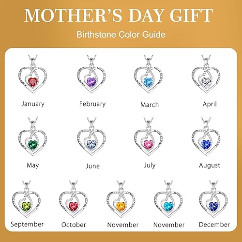 Miniatura 6 de Infinity Love Heart Birthstone Necklace for Women Jewelry, S925 Sterling Silver Heart Pendant Birthstone Necklace Women Gifts Valentines Mothers Day