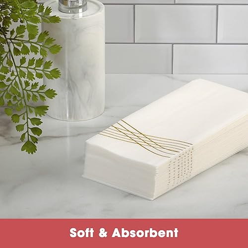Miniatura 2 de By Madee 50 Pack Christmas Napkins Disposable  Disposable Hand Towels for Bathroom  Linen Like Elegant Holiday Napkins (Gold)