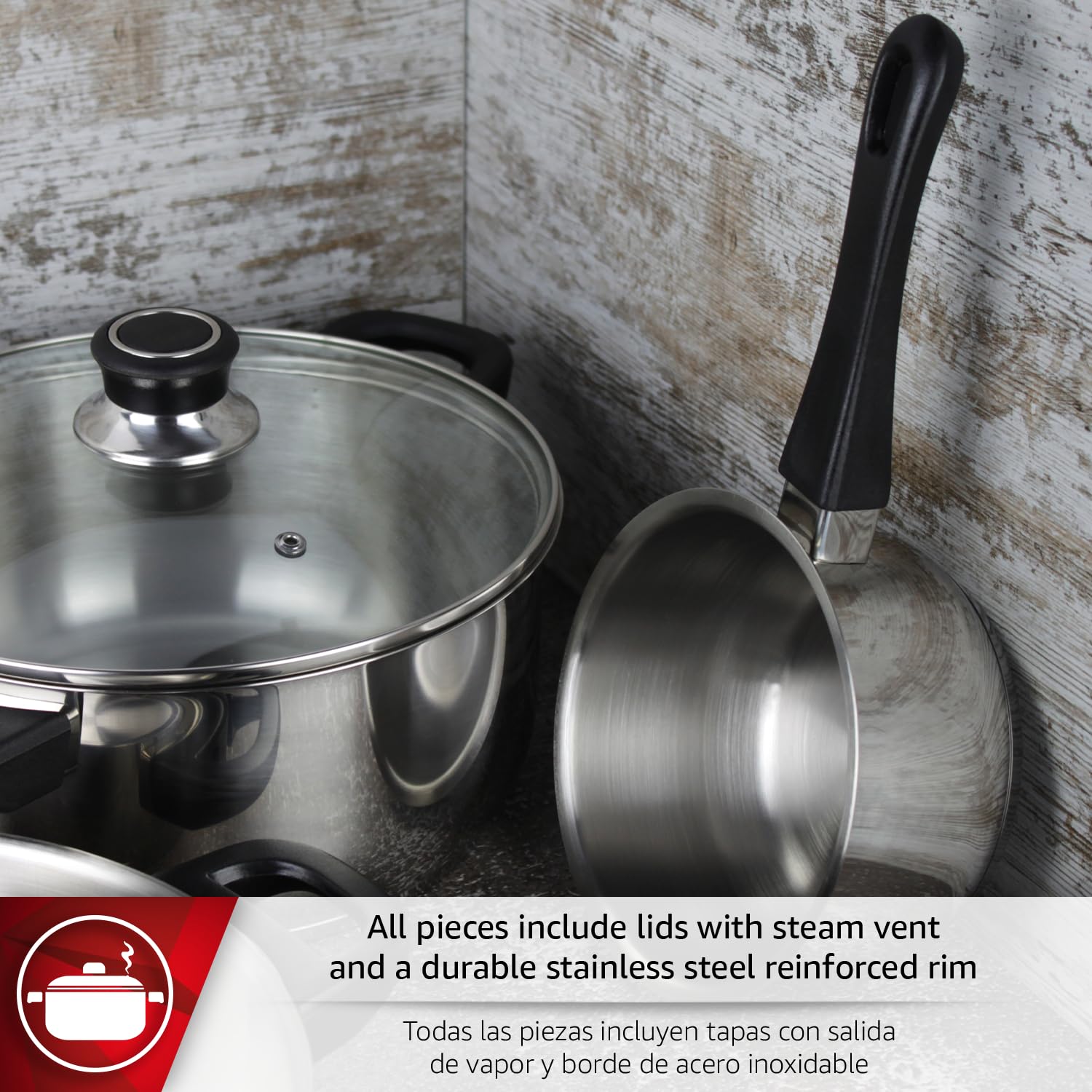 Magefesa - Royal batería de cocina, 6 piezas, fabricada en Acero Inoxidable, Compatible con Todo Tipo de Fuego, INDUCCIÓN. Fácil Limpieza y Apta lavavajillas