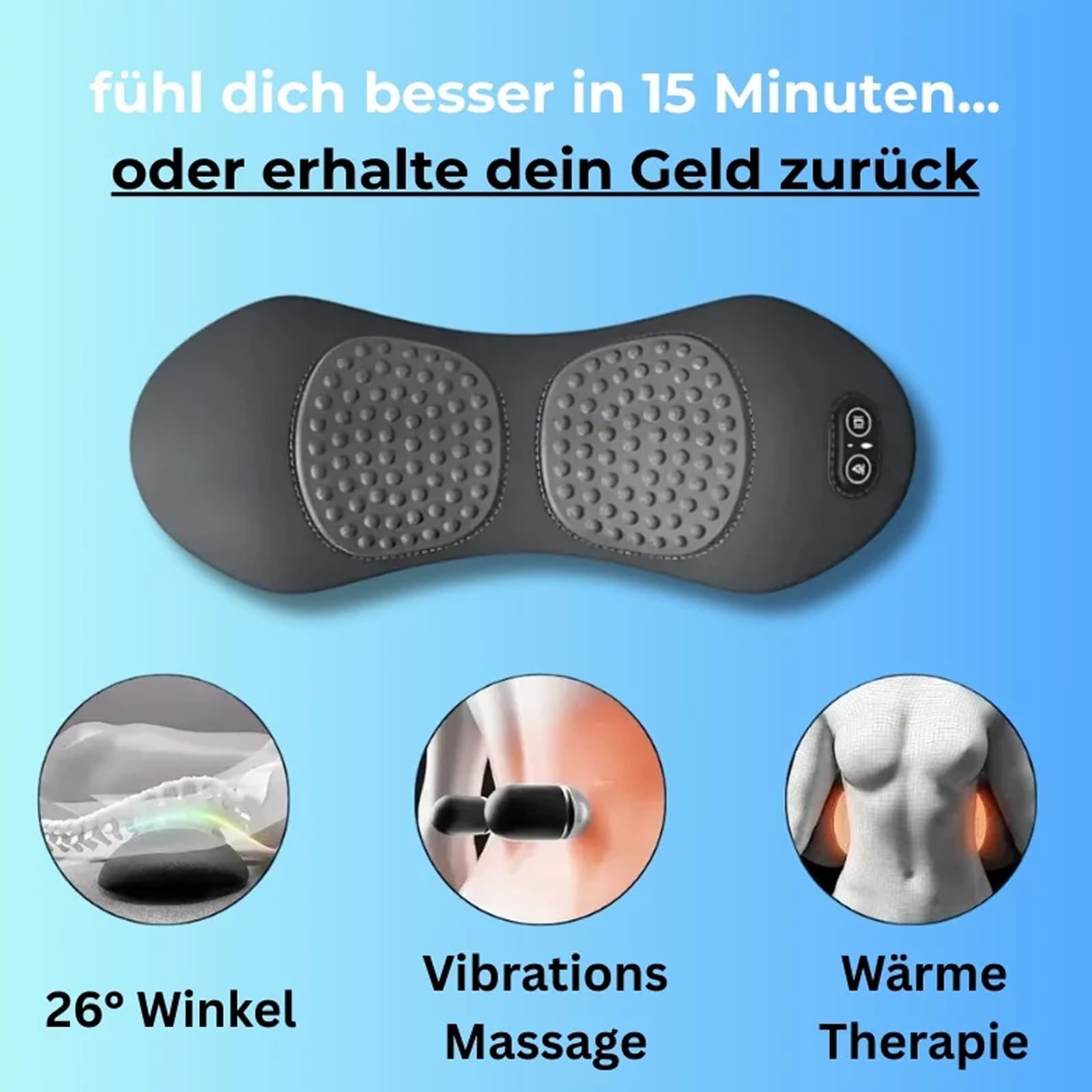 3 In 1 Massage Pad, Rückenmassagegerät Unterer Rücken Mit Wärme/Vibration/Lendenwirbelstütz Um Druck Aus Dem Unteren Rücken Zu Nehmen Und Verspannte Muskeln Zu Lockern (B)