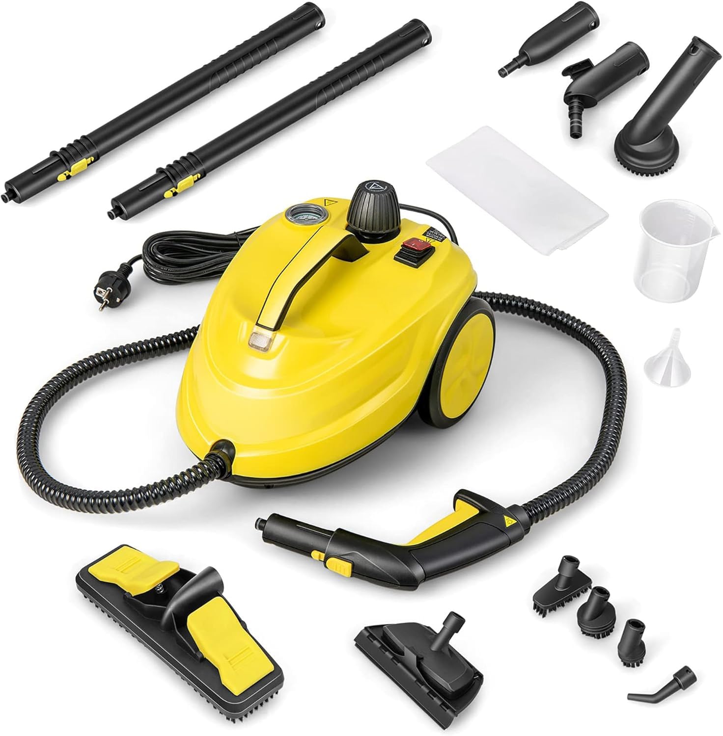 FANTASK Pulitore a vapore da 2000 W con 13 accessori, pressione del vapore: max. 5 bar, temperatura: fino a 160 ℃, potenza superficie: 108 m², serbatoio: 1,8 l, tempo di riscaldamento: 8 minuti