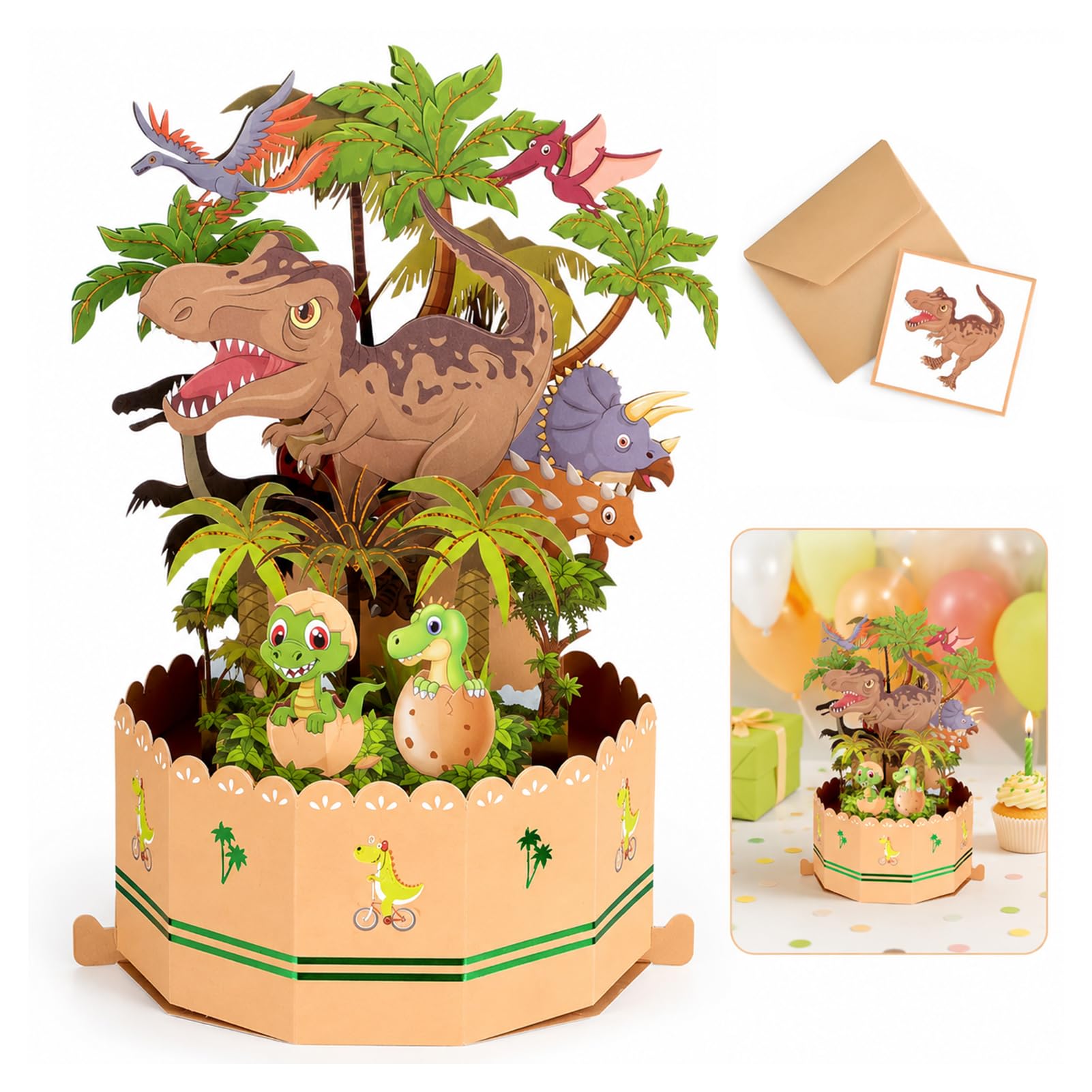 Dinosaur Birthday Card, Pop Up Birthday Card for Jurassic