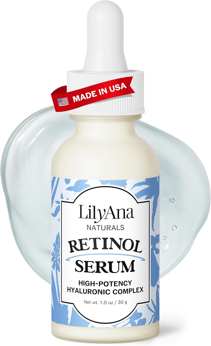 Retinol Serum - Made in USA, Anti Aging Face Serum with Hyaluronic Acid and Vitamin E, Reduces Age Spots and Sun Damage, Promotes Collagen and Elastin (Retinol, 1oz) | Face serum with vitamin E helps reduce age spots and sun damage while supporting collagen and elastin. Made in USA.
