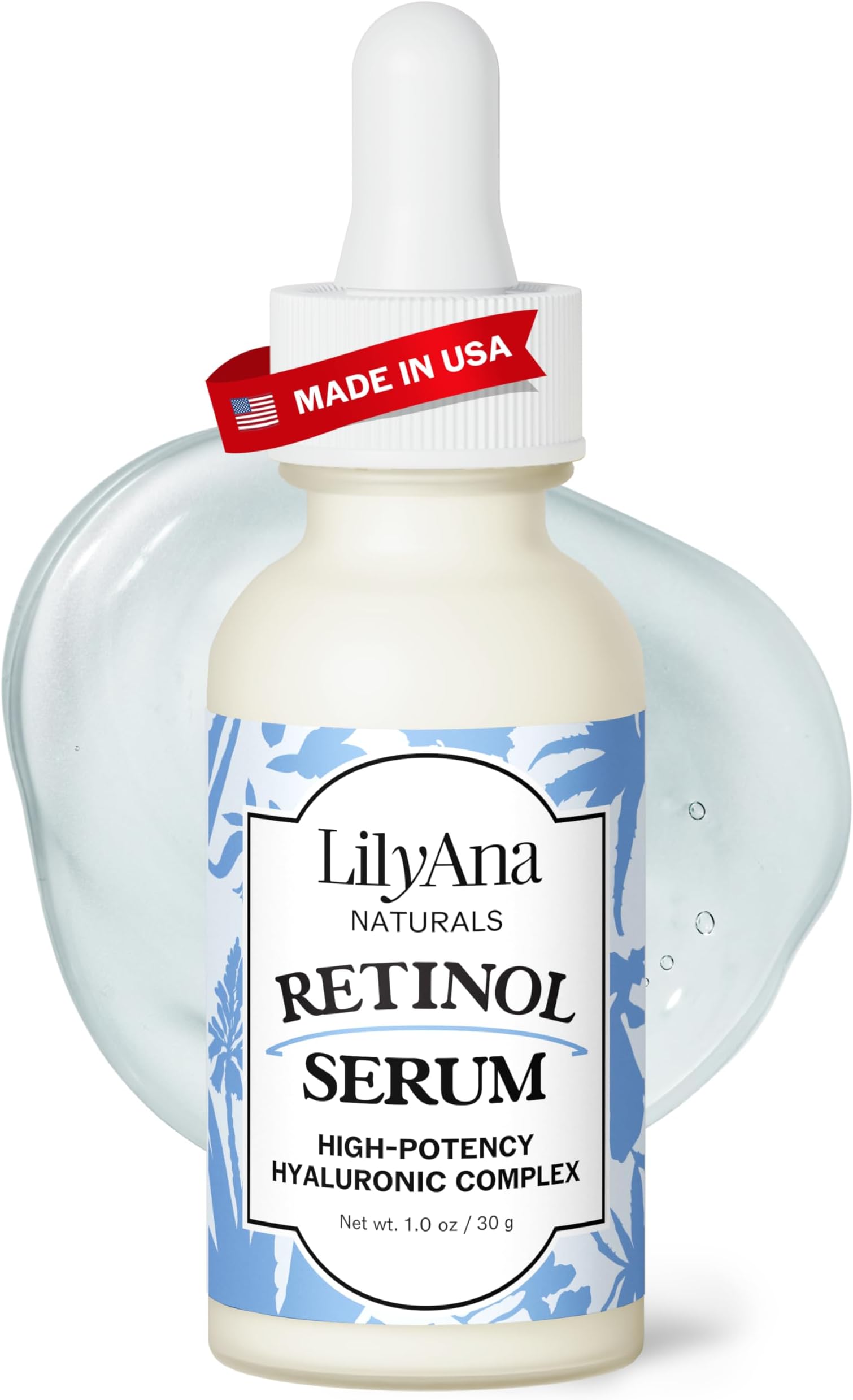 LilyAna Naturals Retinol Serum - Made in USA, Anti Aging Face Serum with Hyaluronic Acid and Vitamin E, Reduces Age Spots and Sun Damage, Promotes Collagen and Elastin (Retinol, 1oz)