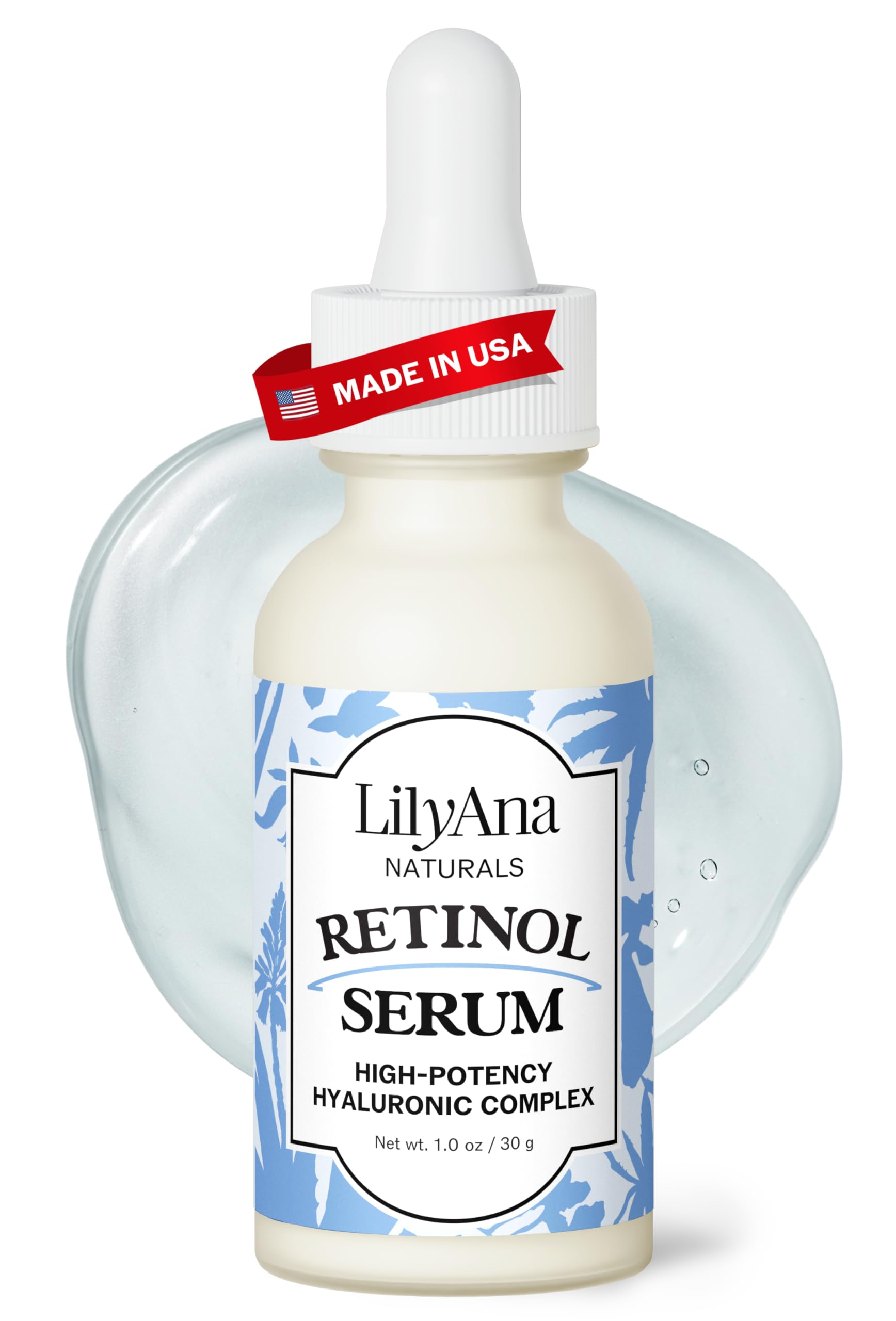 LilyAna Naturals Retinol Serum - Made in USA, Anti Aging Face Serum with Hyaluronic Acid and Vitamin E, Reduces Age Spots and Sun Damage, Promotes Collagen and Elastin (Retinol, 1oz)