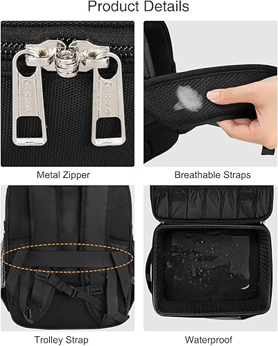 Miniatura 8 de Mochila de maquillaje extra grande, estuche de viaje profesional, bolsa de maquillaje para mujeres, estuche organizador de almacenamiento para
