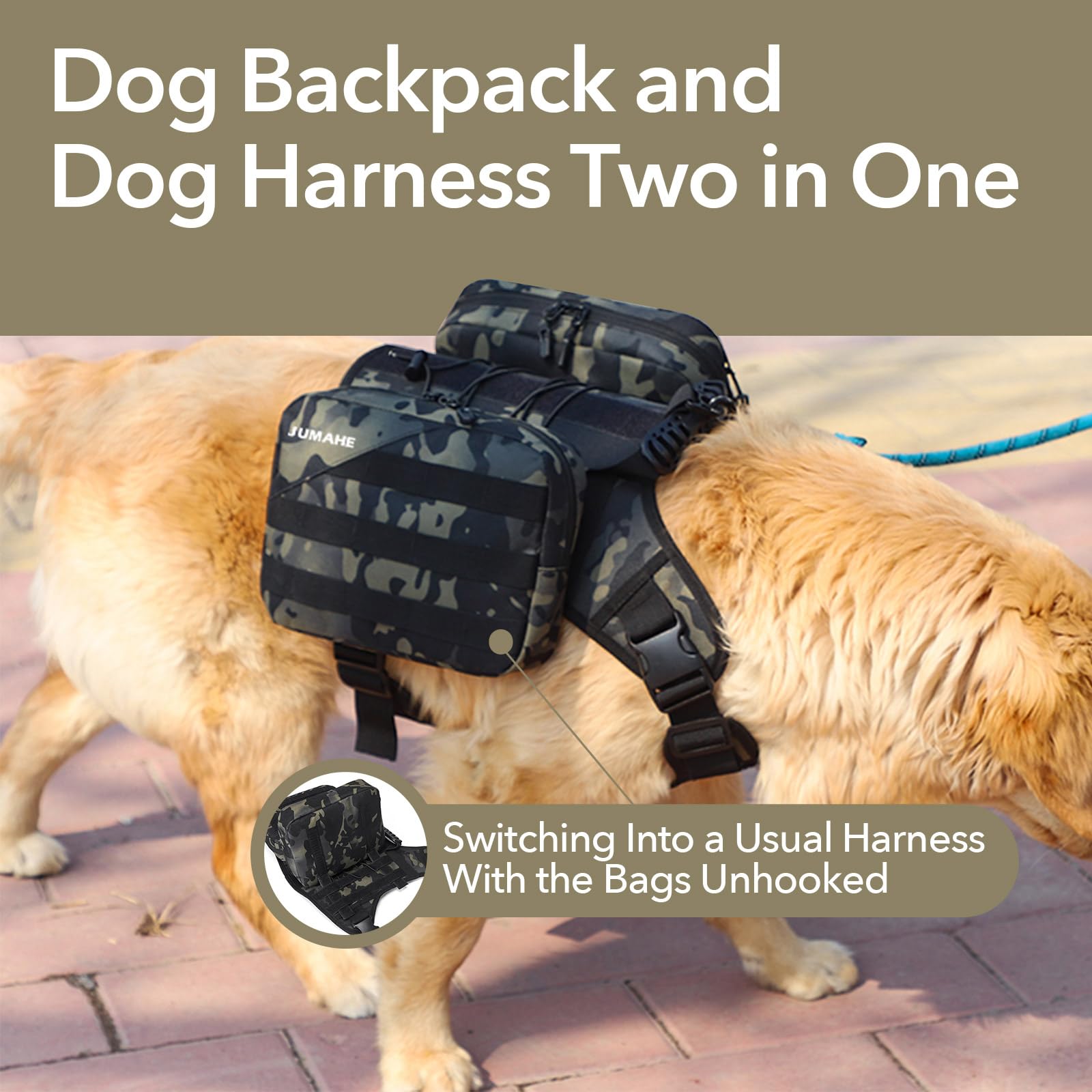 Mochila de senderismo para perros, ajuste perfecto para perros grandes de 65 a 110 libras, 5 hebillas ajustables, Negro -, L, Moderno, minimalista