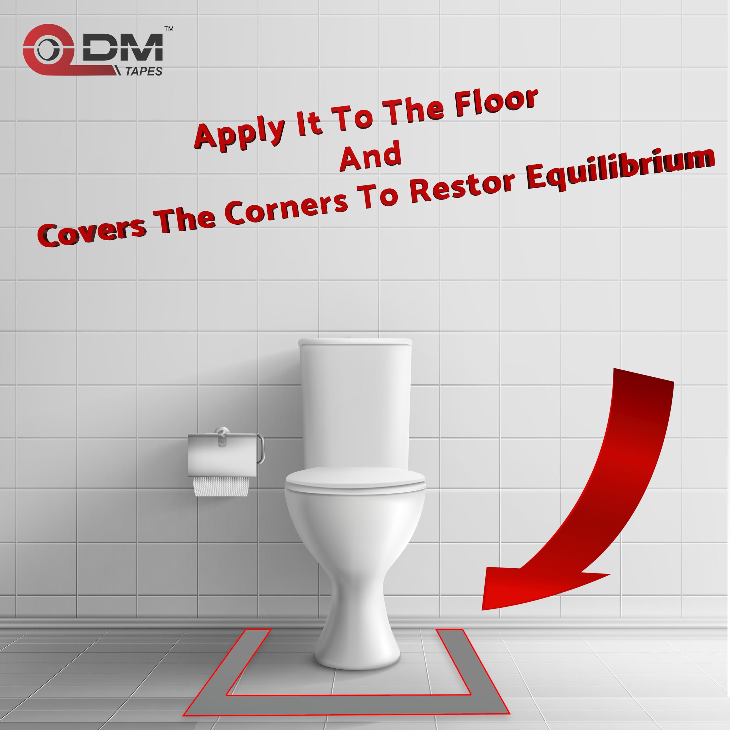 DM TAPES Vastu Color Floor Tape β Vastu Correction for WC Toilet & Entrance, 4 Inch x 15 Mtr ((RED) 1