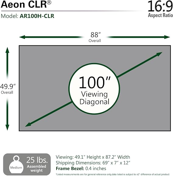 Elite Screens Aeon CLR, 100-inch ALR Projector Screen UST or Short Throw 95% Ambient Light Rejecting Edge Free Fixed Frame Grey Projector Screen Indoor Movie Screen Home Theater, AR100H-CLR