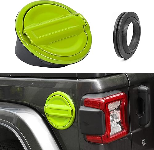 Vista 43 de JeCar Tapa del tanque de gasolina cubierta de aluminio para puerta de llenado de combustible compatible con Jeep Wrangler 2018-2024 JL & Unlimited