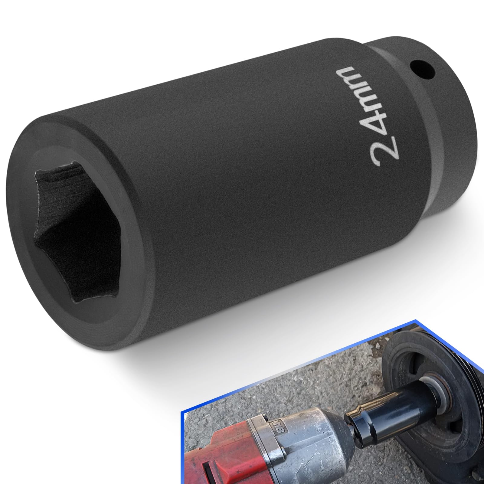 For GM LS 24mm Crank Bolt Socket 77070 Harmonic Balancer Socket Tool, 3 Times Momentum Power of Standard Impact Socket for Stronger Torque, Deep Counter-Weighted Design