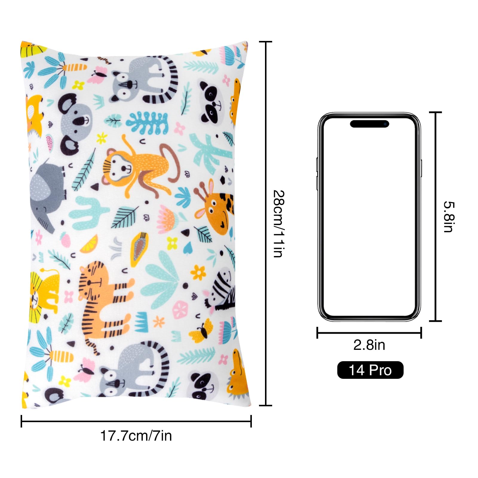 Winmany Piccolo Cuscino 27,9 x 17,8 cm Rimovibile Lavabile Stampato Mini Cuscino per Neonati, Bambini Piccoli, Animali Domestici, Viaggi, Supporto per Collo, Lombare e Ginocchia (28x18cm, Animali, 1)