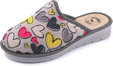 JOMIX Women's Winter Slippers Synthetic Fur Warm Slippers Lightweight Wedge for Home Slippers with Hearts Made in Italy Non-Slip Winter