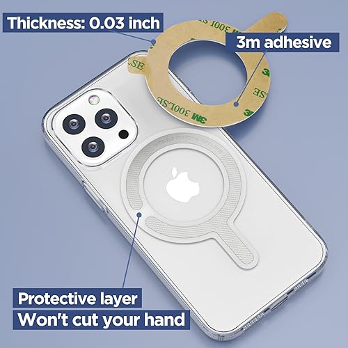 Miniatura 3 de Anillo adaptador magnético para Magsafe, convertidor de funda adhesiva fuerte para iPhone 15141312 Android, kit de conversión de bucle de metal para