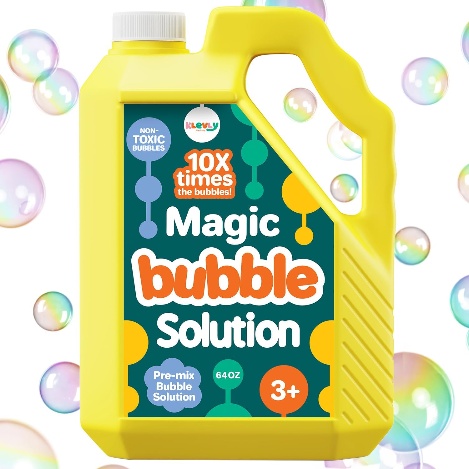 Bubble Solution Refill 64 OZ | Non-Toxic Pre-Mix Bubble Refill Solution No Mixing or Measuring Required | Bubbles for Kids Bubbles | Bubbles Bulk | Bubble Machine Solution | Giant Bubble Solution