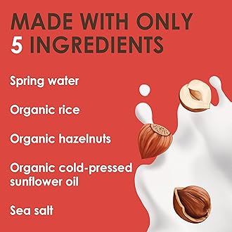 Rude Health 6 x 1 Litre Organic Hazelnut Dairy-Alt Milk, 100% Natural Organic Drink, Lactose Free, Dairy Free & Gluten-Free, Unsweetened, Award-Winning, Healthy & Vegan, 100% Recyclable Pack