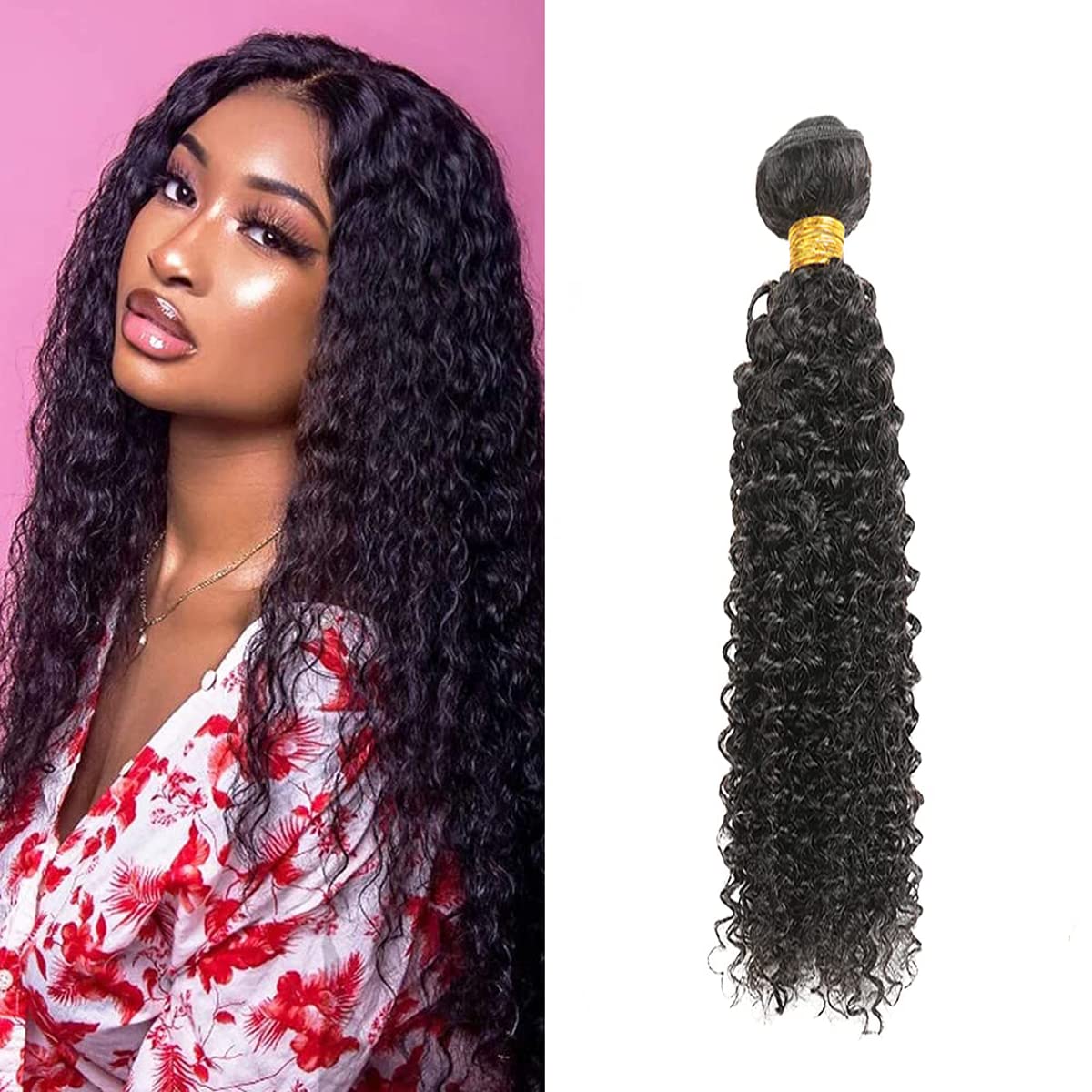 Curly Wave Brazilian Remy Human Hair 1 Bundles Hair Extensions For Women Real Unprocessed Virgin Hair Hair Weaves Double Weft Human Hair Bundles 8 Inch
