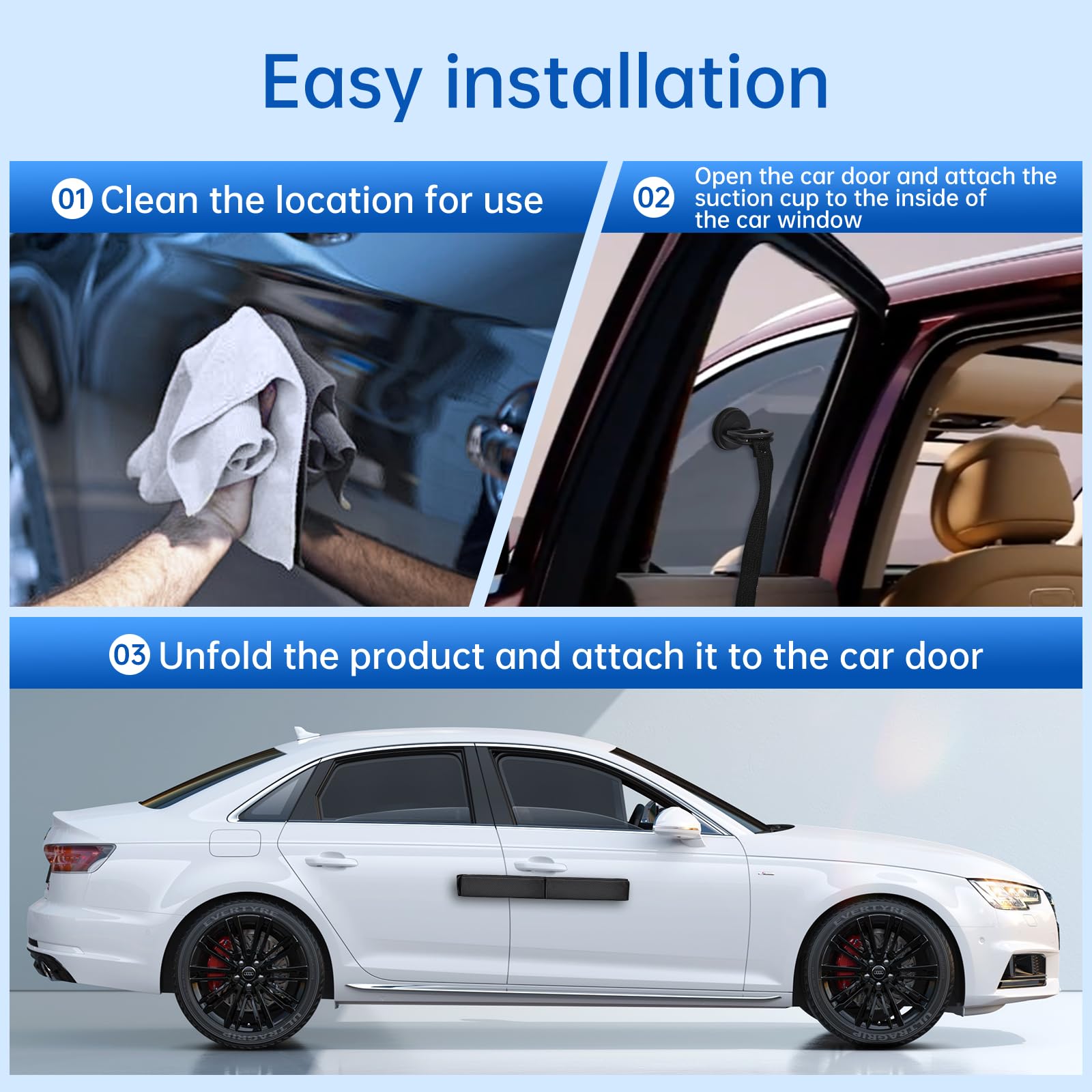 Hivexagon Protection magnétique pour Cadre de portière de Voiture - en Fibre de Carbone Vinyle Souple et Amovible - pour protéger Les encadrements de portières et Les Chocs - 80 cm (Noir)