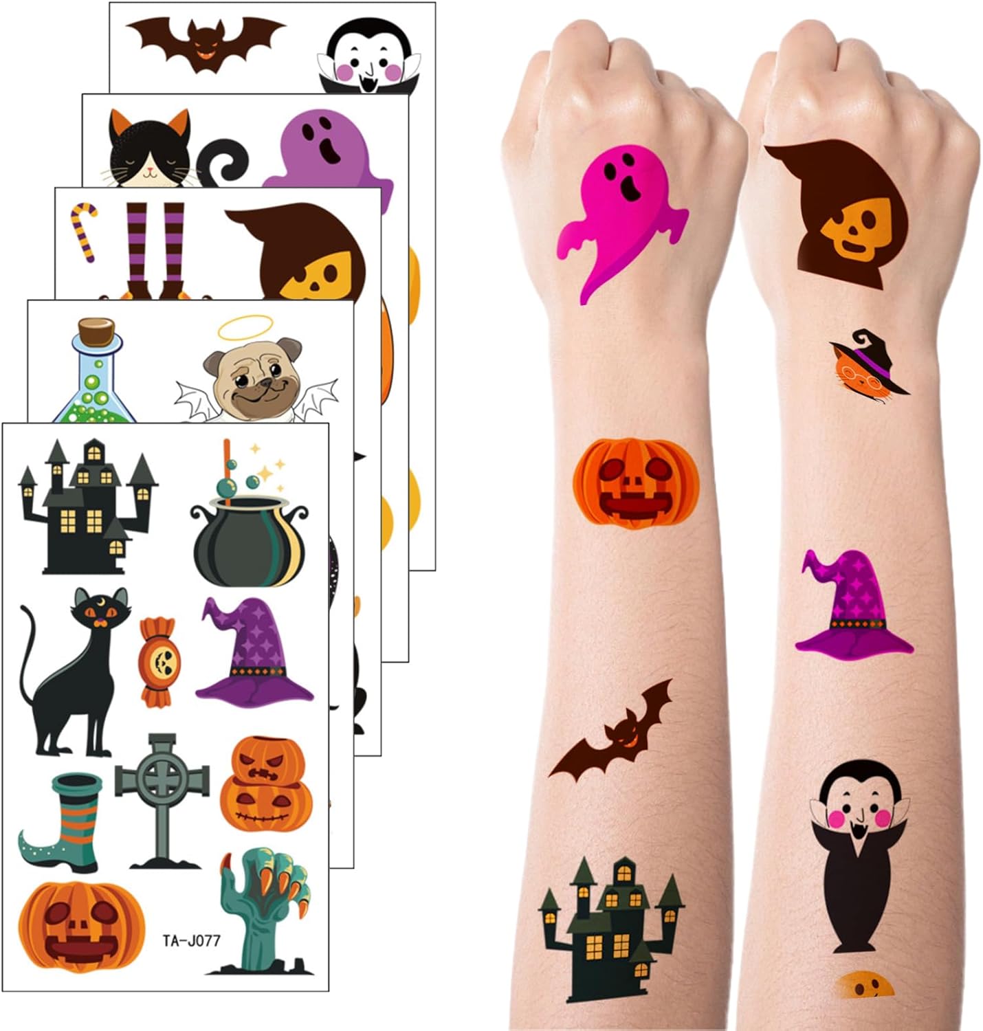 Halloween Tattoos, 5PCS Cartoon Temporary Tattoos Makeup for Kids