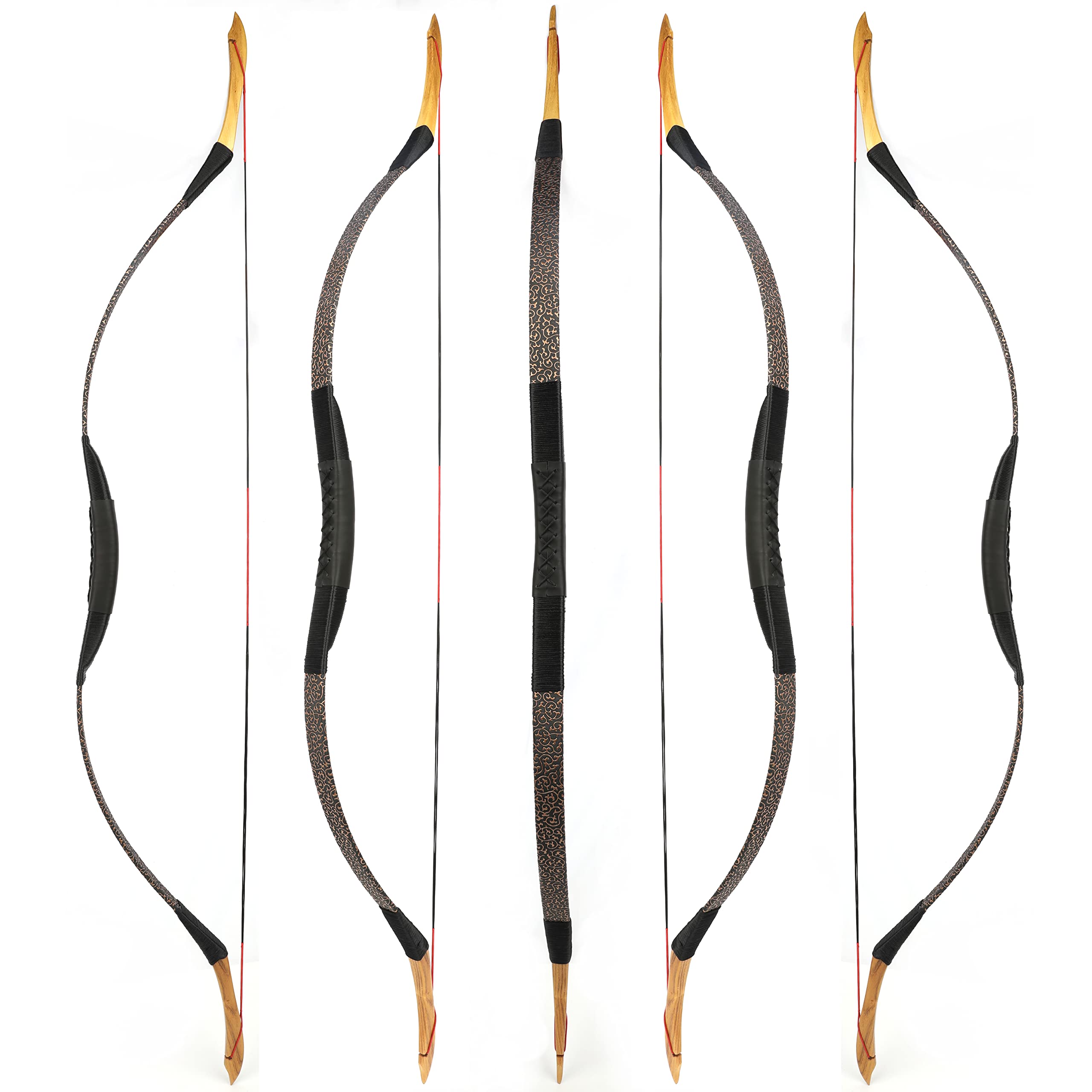 Traditional Hunting Longbow | Handmade Wooden Mongolian Style Bow | Adults Youth Beginners | Ambidextrous‌