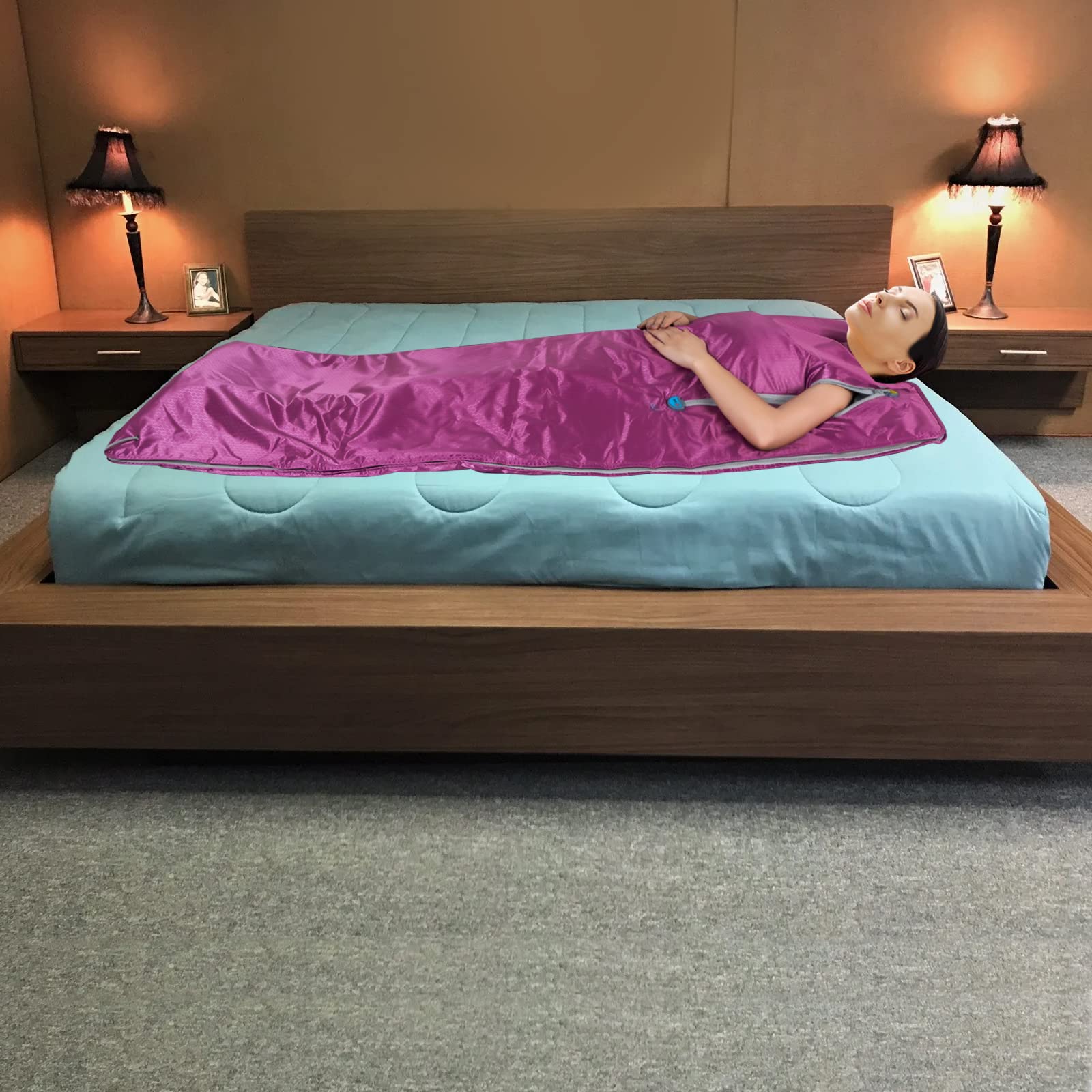 Coperta per sauna a infrarossi, 650 W, per bruciare i grassi, per casa, spa, controllo della temperatura, funzione timer, per terapia termica, pieghevole, senza fili, versatile, per adulti, 180 x 80