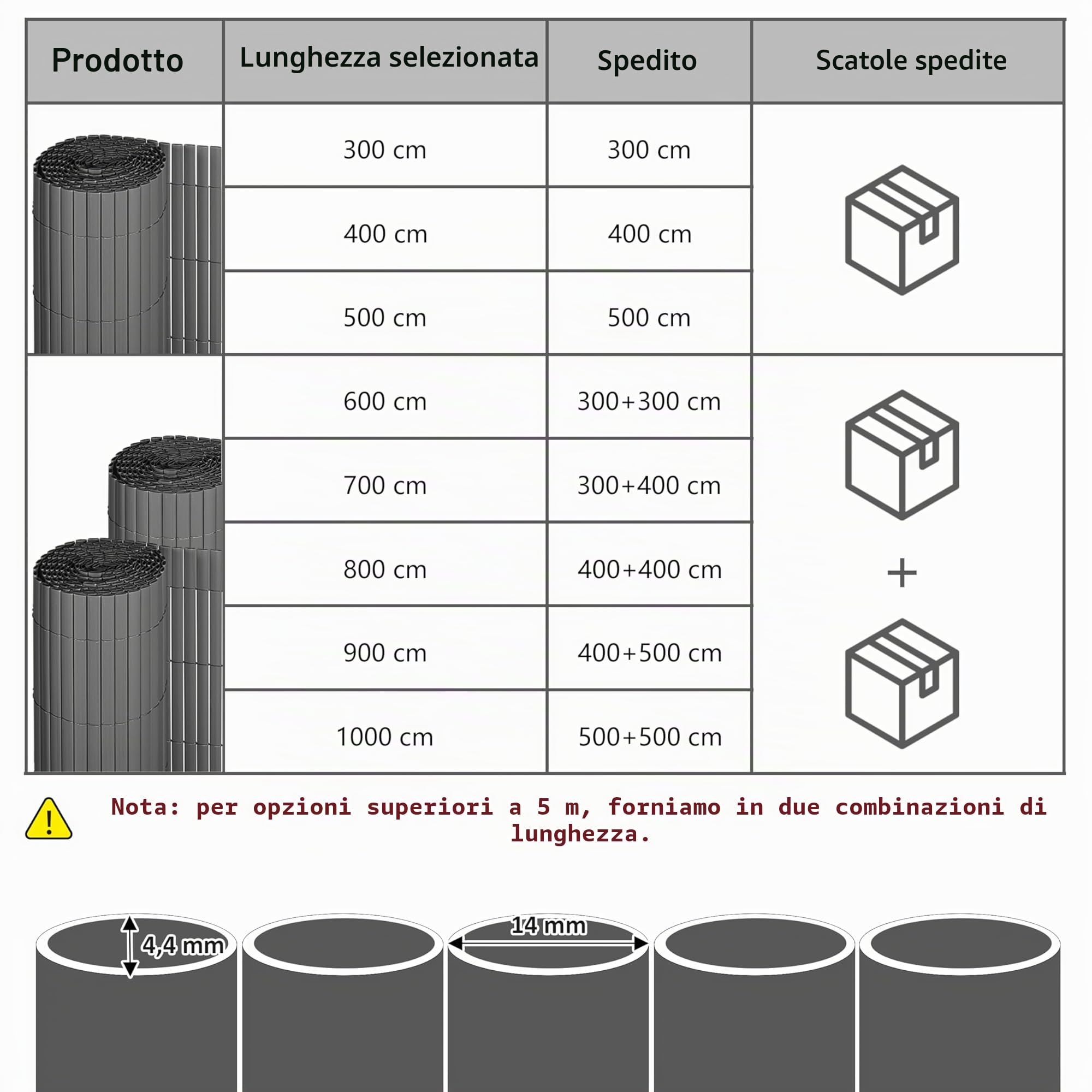 Ribelli Canniccio PVC Recinzione recinto Balcone frangivento, colorazione:Antracite, Distanza:3 Metri, rialzamento:100 cm