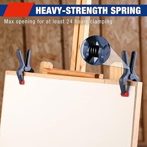 Miniatura 6 de WORKPRO Juego de abrazaderas de resorte, 16 piezas de abrazadera de resorte de nailon de 3-38 pulgadas con almohadillas de mandíbula ajustables y