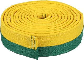 PATIKIL Cinturón de Rango de Colores de Taekwondo 1.6" x9.8 pies 3 m, Cinturón de Artes Marciales de poliéster para Judo y Karate para la enseñanza de Entrenadores, Amarillo y Verde