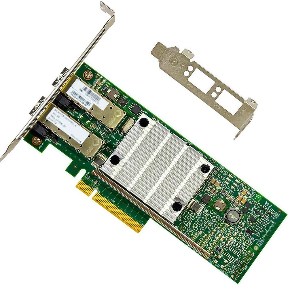 10GbE SFP+ Network Card Compatible with BCM57810S PCIe Ethernet Card, 2 Ports SFP+ 10GBASE-SR/LR, PCIe 2.0, SR-IOV Jumbo Frames PXE iSCSI PCI Network Adapter
