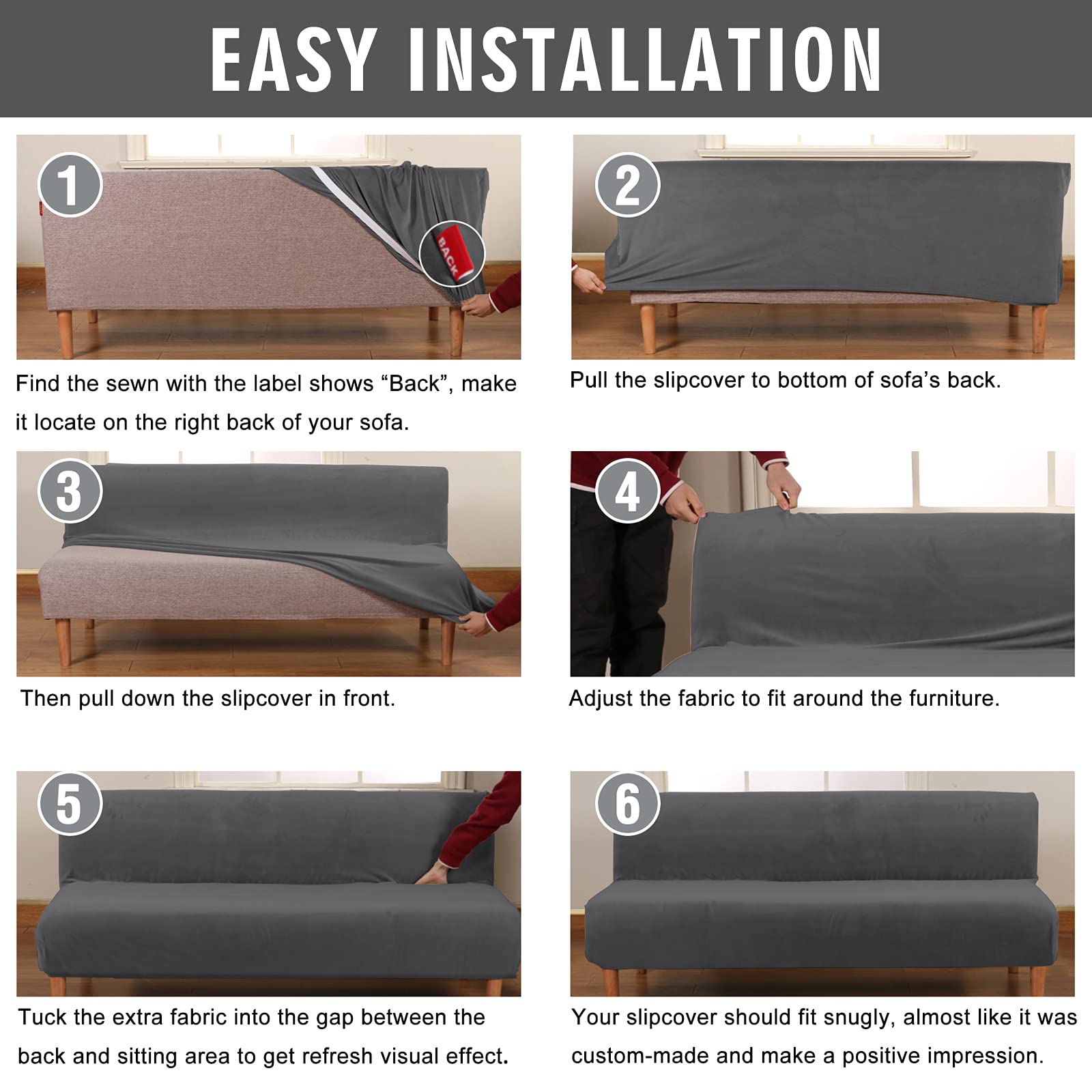Fundas De Sofá Cama Sin Brazos, Funda De Sofá De Futón De Terciopelo Elástico Fundas para Sofá Plegables Sin Brazos, Suaves, Gruesas Y Acogedoras