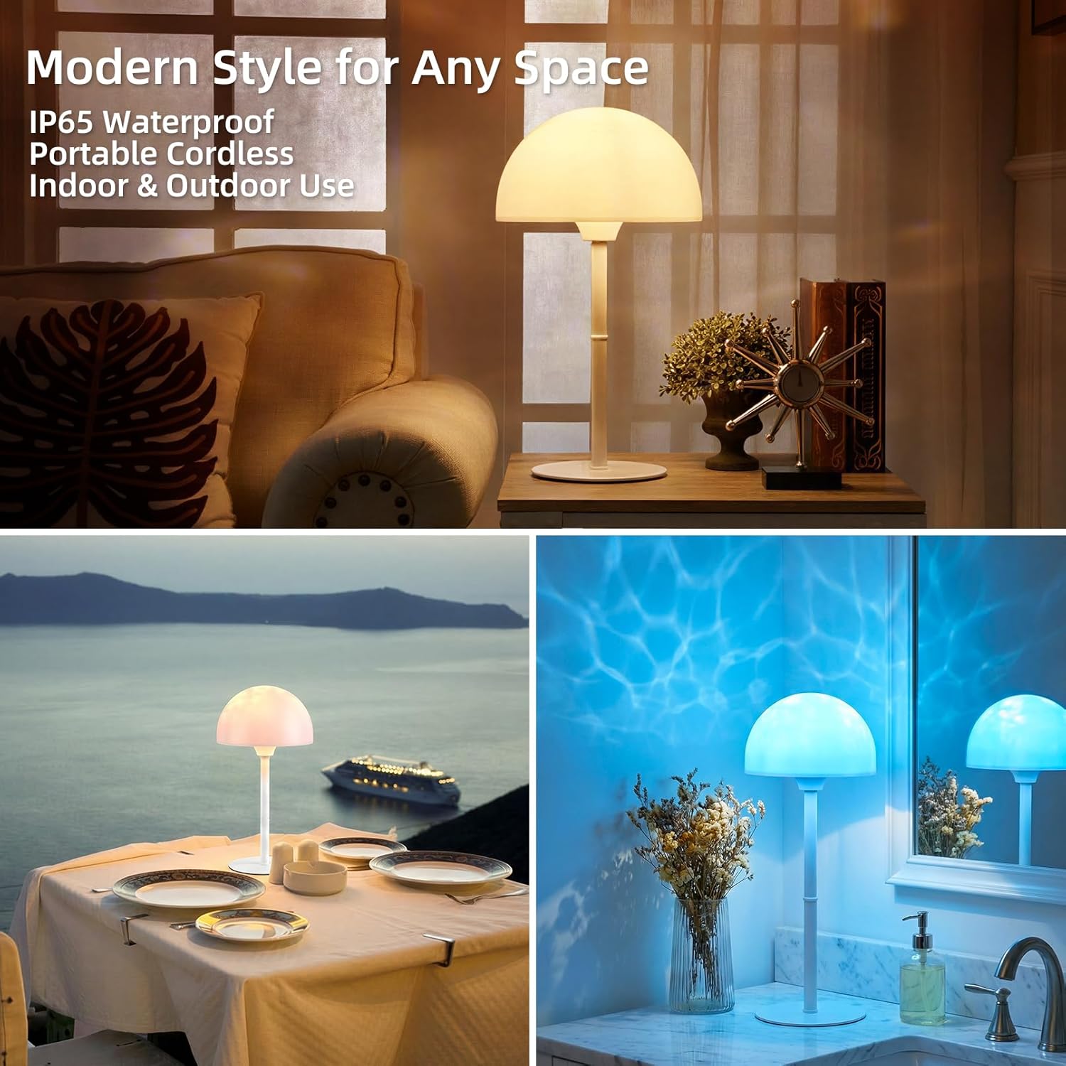 2 Pack Waterproof Shower Lamp, Spa-Like Cordless Shower Light, 18-Colour LED Ocean Wave Projector Lights, Rechargeable Shower Light with Remote and Touch Control for Bathroom, Bathtub