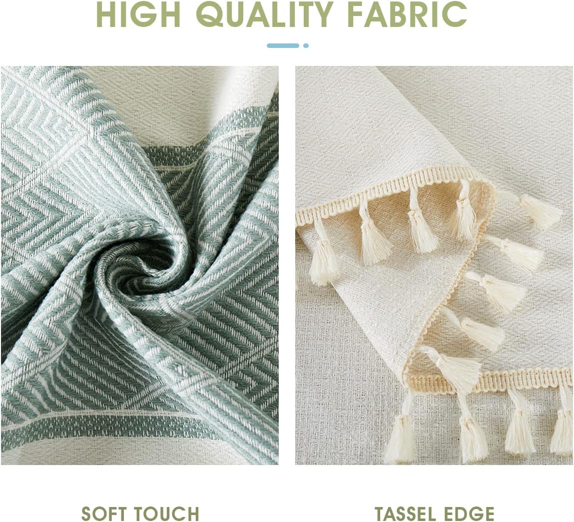 Cosmine Rectangle Table Cloth,Linen Farmhouse Tablecloth Heavy Duty Fabric,Washable Embroidery Table Cloths with Tassel,Decorative Oblong Table Cover for Kitchen,Holiday(Blue,55) Blue Square, 55''x55'', 2-4 Seats