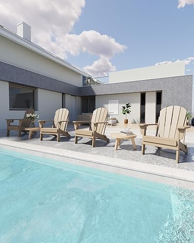 Miniatura 2 de Sillas plegables Adirondack para patio resistentes a todo tipo de clima, sillas exteriores resistentes con soporte para tazas, sillas de césped, 80%