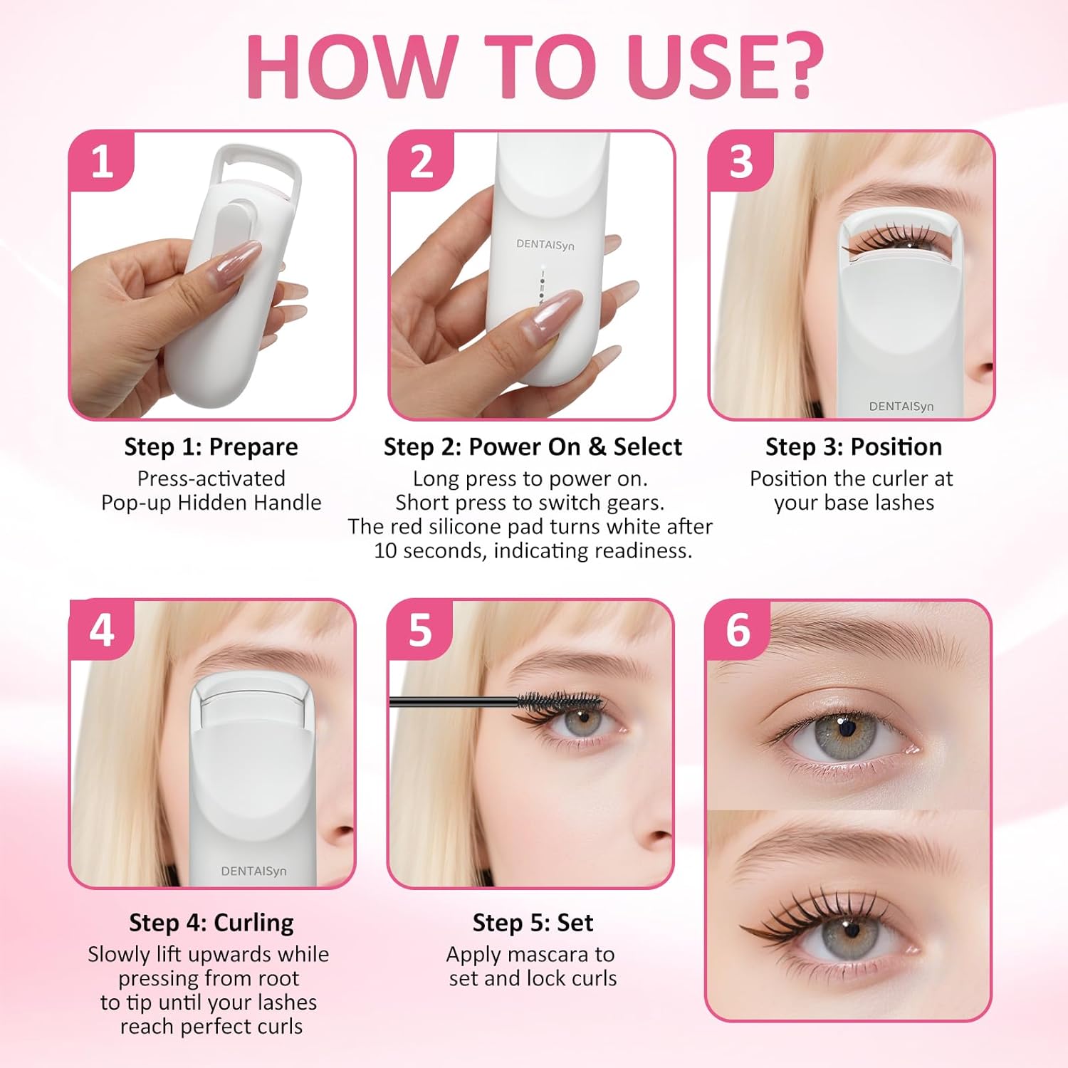 Heated Eyelash Curler -Mini Electric Eyelash Curler for Women with 5s Fast Heating & Portable lash Curler and Type c Rechargeable,for Women Makeup Tools Gifts - Image 7