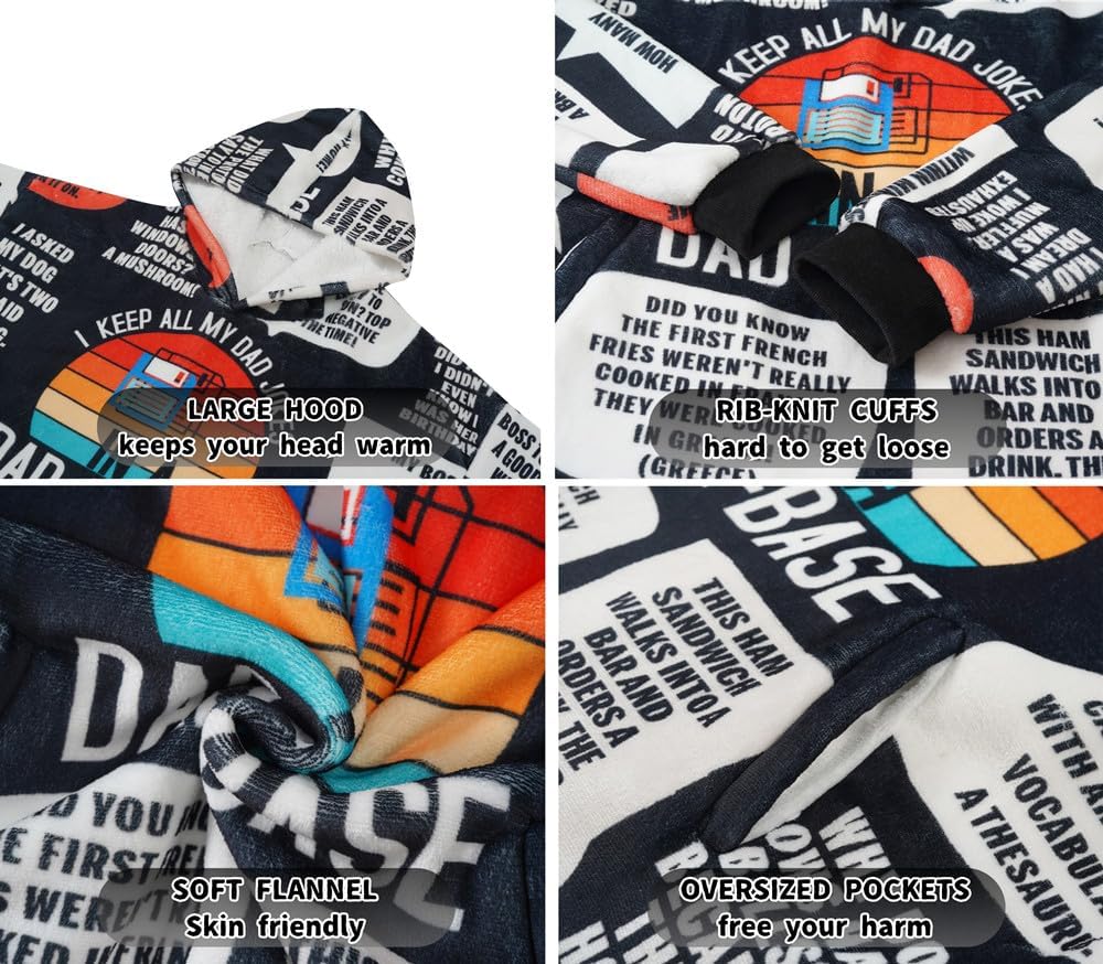 Dad Gifts Wearable Blanket Hoodie for Dad on Father's Day and Christmas - DADABASE