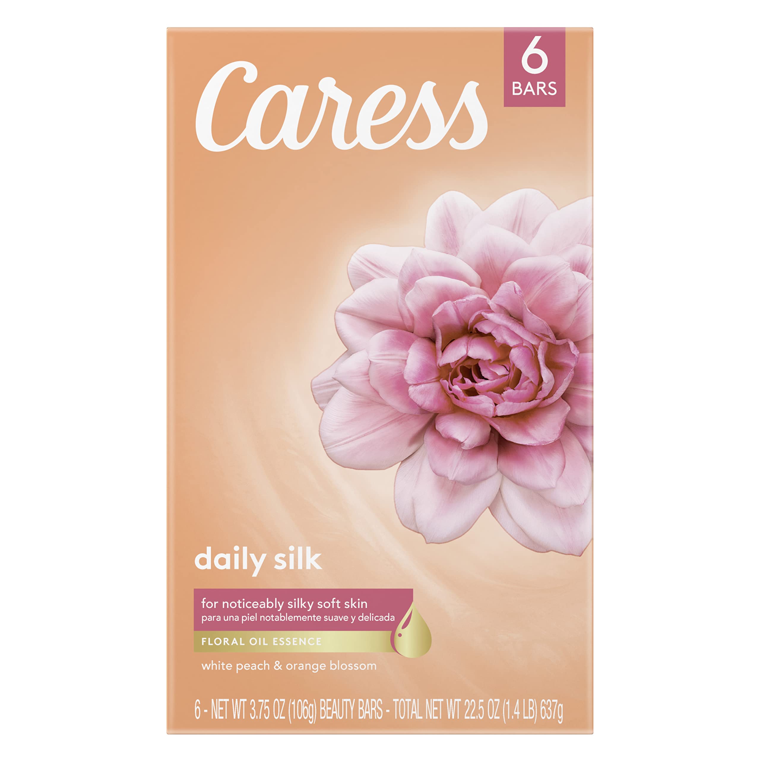 Caress Beauty Bar, codzienny jedwab 113 g, 6 batonów