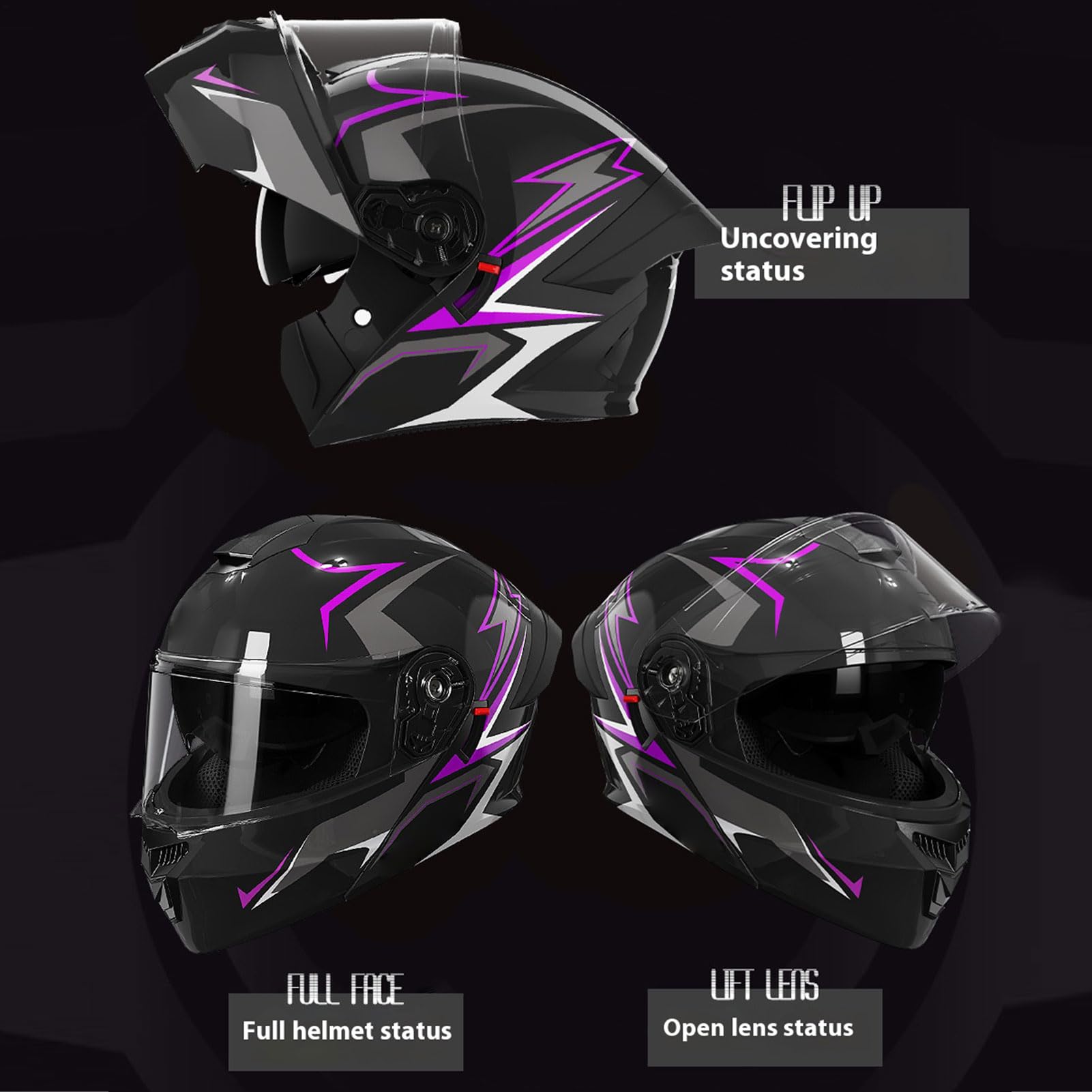 Casco de motocicleta grande, casco de cara completa, casco de doble visera, equipo de protección aerodinámico, cómodo equipo de seguridad compacto para hombres, montar en bicicleta deportiva