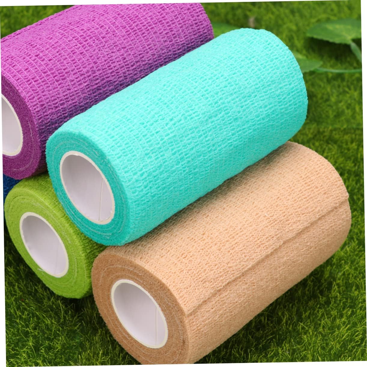 SECFOU 5pcs Nonwoven Self-Adhesive Muscle Tape for Injury Skin-Friendly Emergency Treatment Wrap for Pets and Athletes