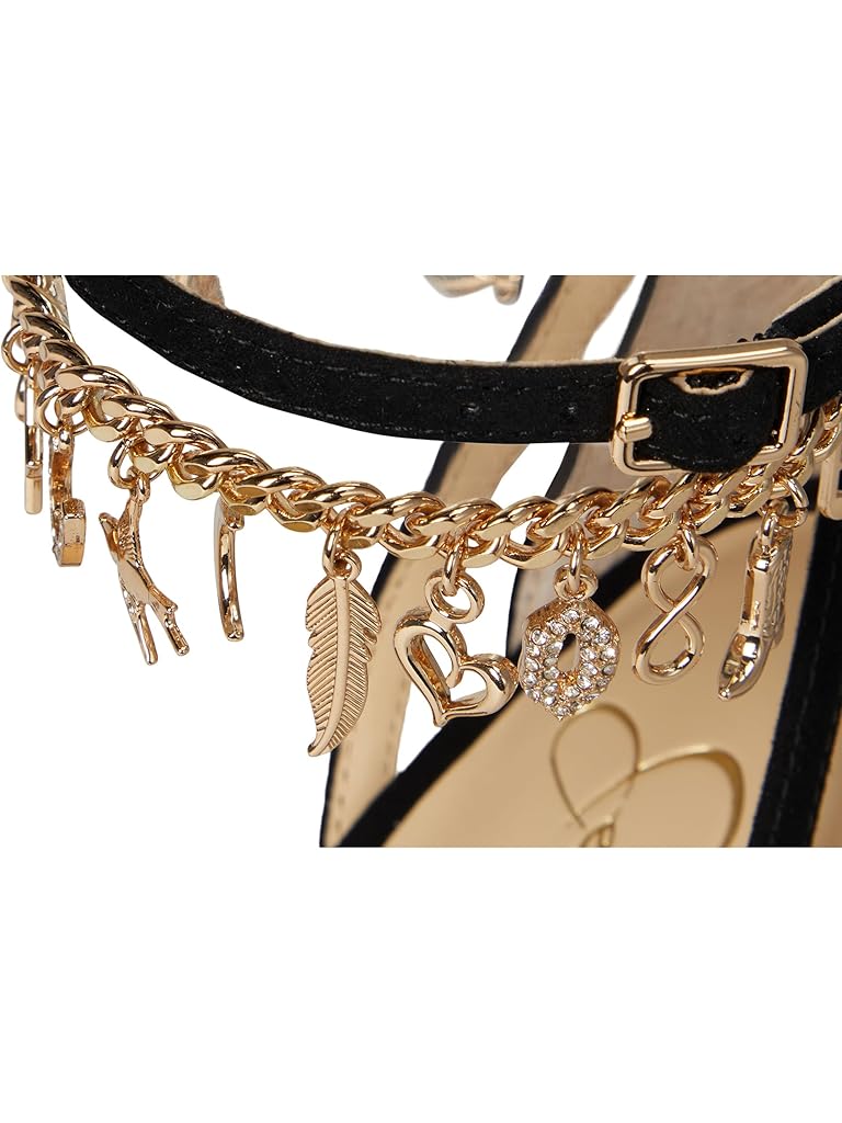 Black Jessica Simpson Jetser Chain Medallion Heeled Sandals