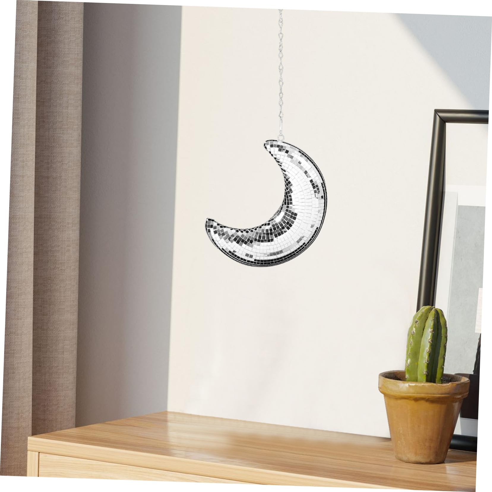 Cabilock 5piezas Bola De Discoteca Forma De Luna Decoración Colgante para Fiestas y Eventos Adorno Espejado para Bodas y Festivales