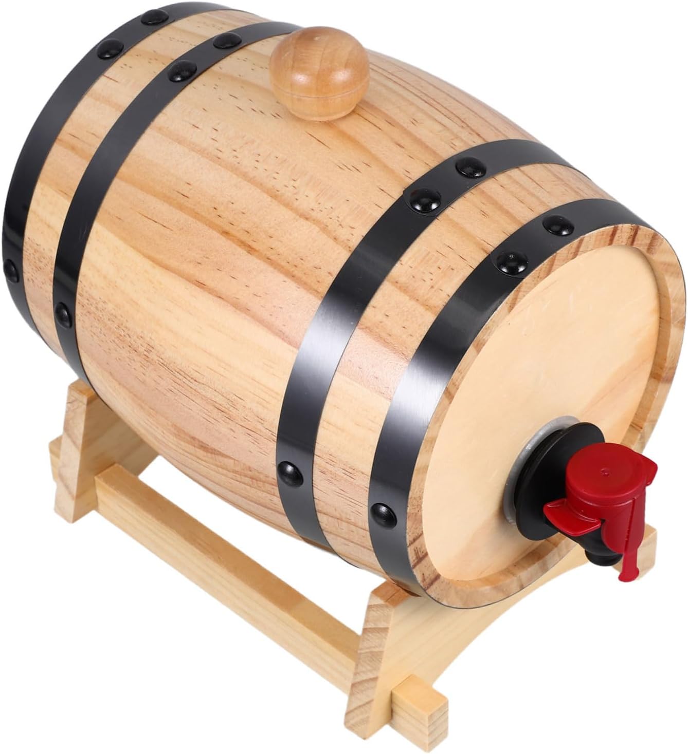 Oak Barrel Bar Whiskey Barrel Dispenser Large Capacity Wooden Wine Container