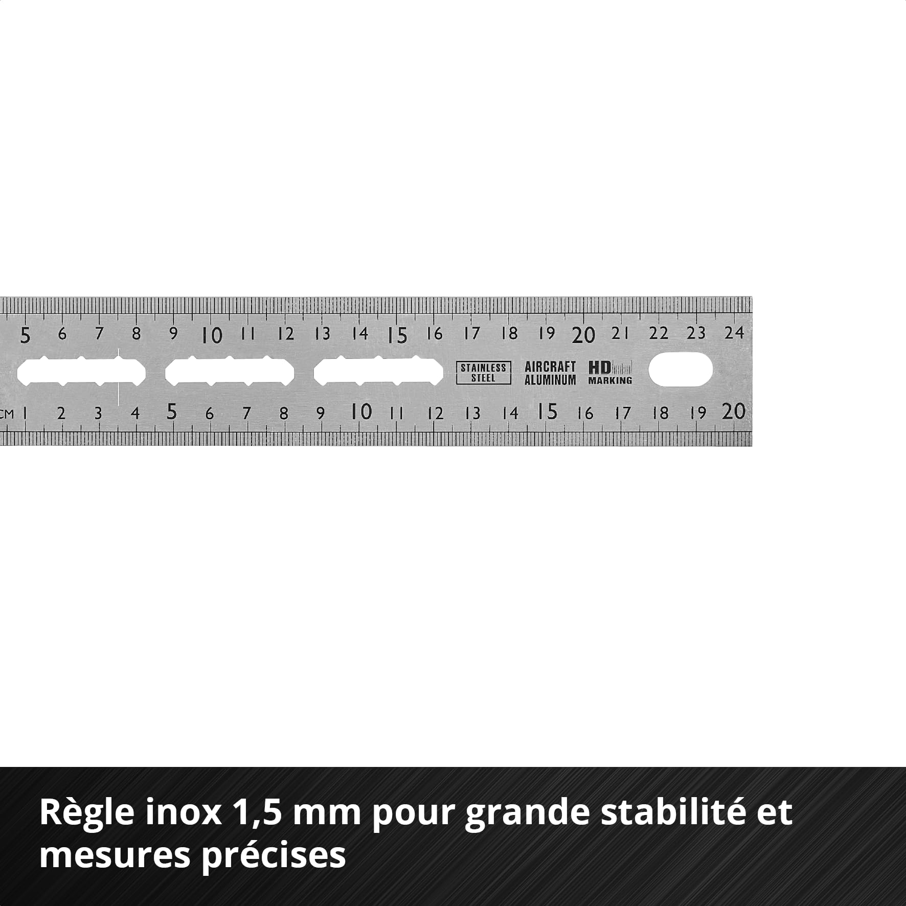 Einhell 2 pièces jeu d’équerres de butée, 200/400 mm | Angles de 90° / 45° | graduations mm / pouces | fiole | trusquin | ouvertures de traçage | profilé en aluminium | porte-mine