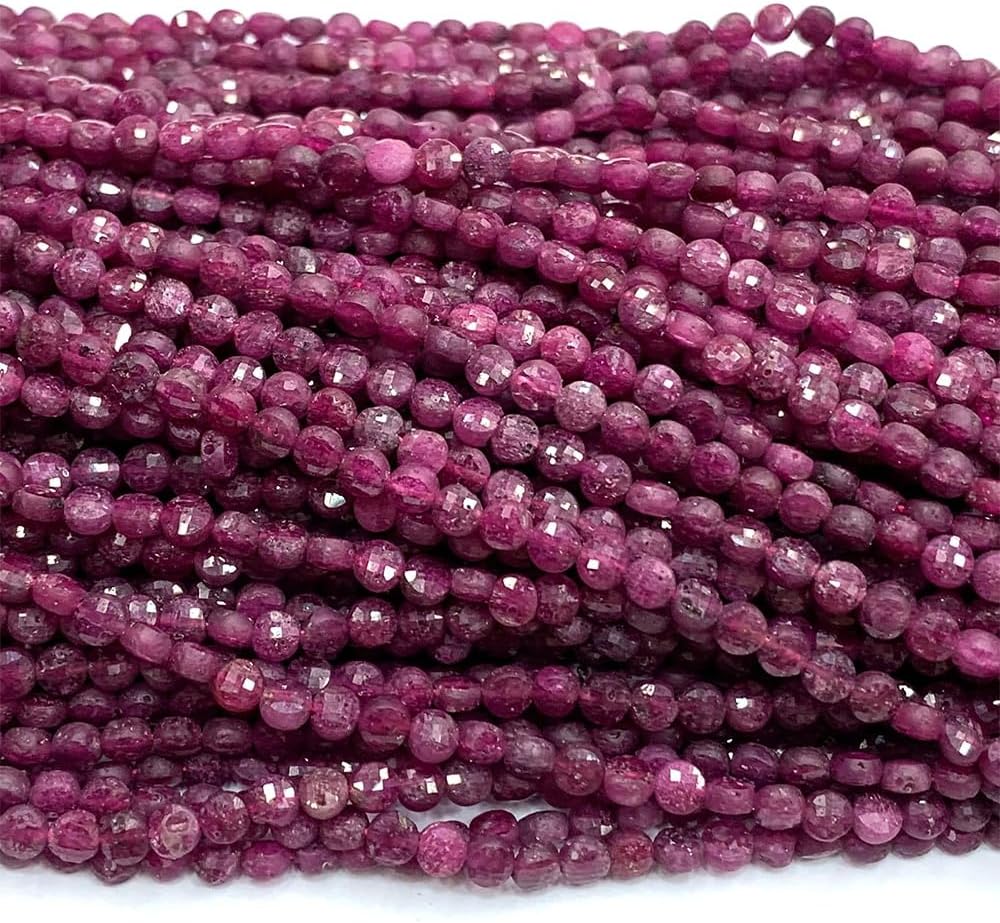 Tourmaline Spinel Ruby Sapphire Iolite Diopside Labradorite Aquamarine Natural Flat Coin Disce Faceted Small Beads 07111 - (Color: Clear Sapphire/Item Diameter: 4mm)