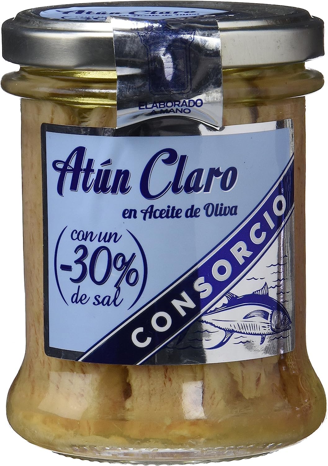 Consorcio - Atún Claro Ligero en Sal | 12 Tarros (195g-135g) | con Menos del 30% de Sal | Lomos de Atún Enteros Cocidos | 100% Natural