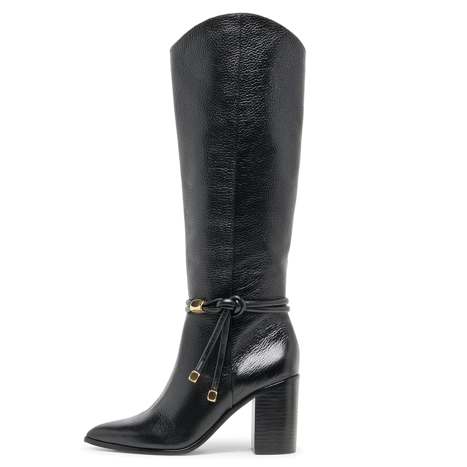 Yishaweiqi Suede Knee High Boots for Women Strap Side Zipper Fall Western Boots Pointed Toe Chunky Bloack Heel