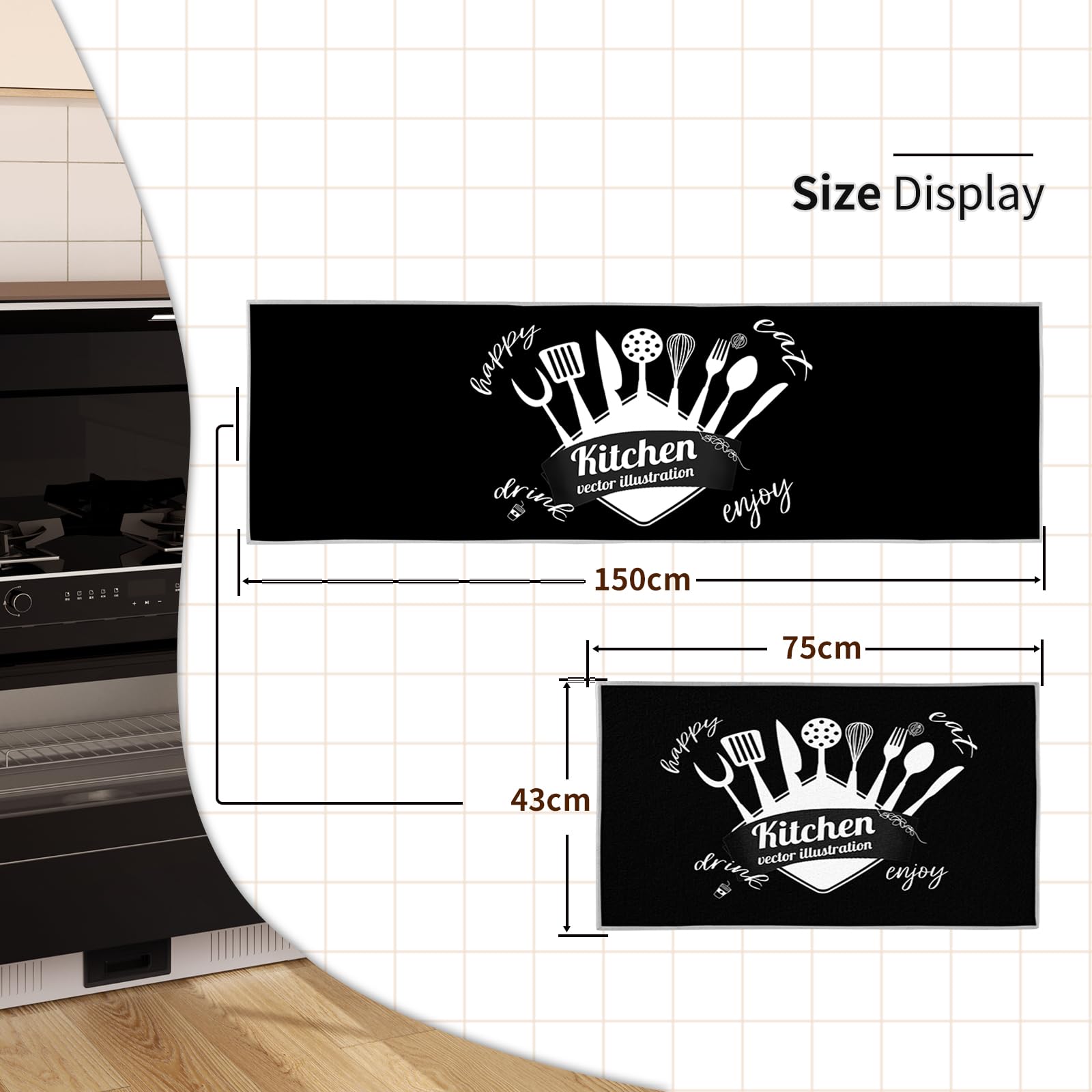 Kitchen Rug Set 2 Pieces Non Slip and Anti Fatigue Kitchen Mat Set - Image 2