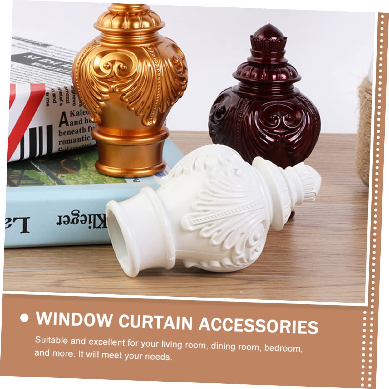 Garneck 10pcs Decorative Curtain Rod Finials Unique Petal Design End Caps for Window Curtains Accessories for Home